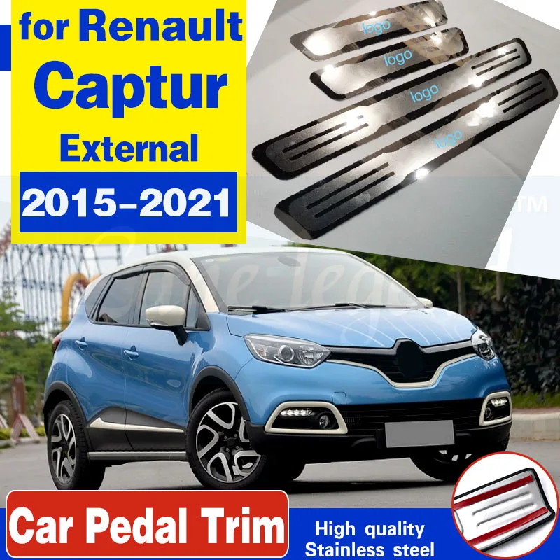 For Renault Captur Car Accessories Door Sill Protector Pedal Stainless Steel Styling Sticker 2021 2020 2019 2018 2017 2016 2015