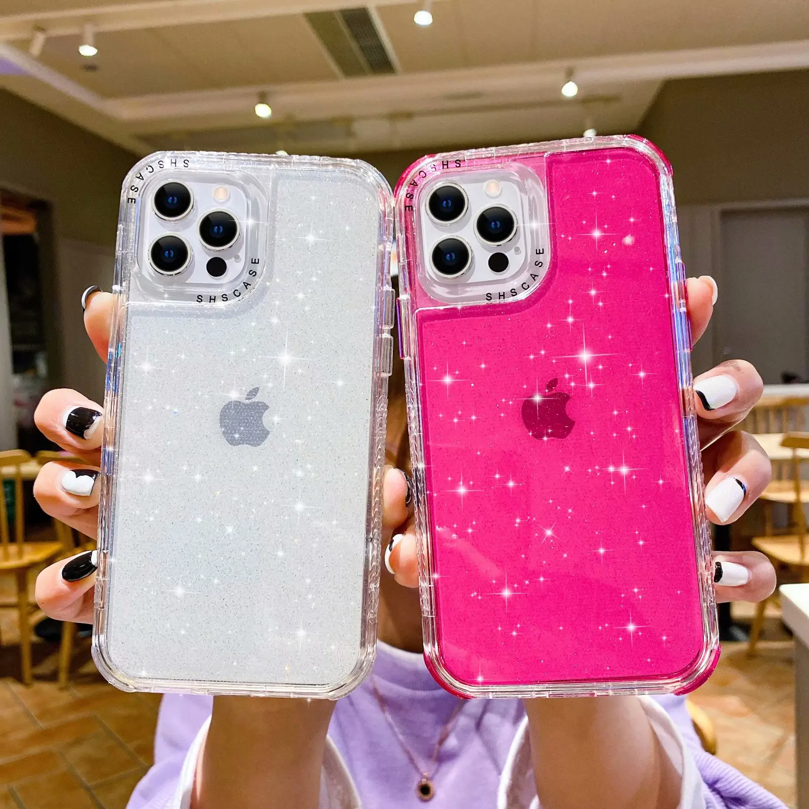 3 IN1 For iPhone 13 12 11 14 15 16 Pro Max  XR X XSMAX XS SE 6 7 8 Plus Heavy Duty Shining Glitter Shockproof Bumper Phone Case