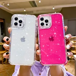 3 IN1 For iPhone 13 12 11 14 15 16 17 Pro Max  XR X XSMAX XS SE 7 8 Plus Heavy Duty Shining Glitter Shockproof Bumper Phone Case