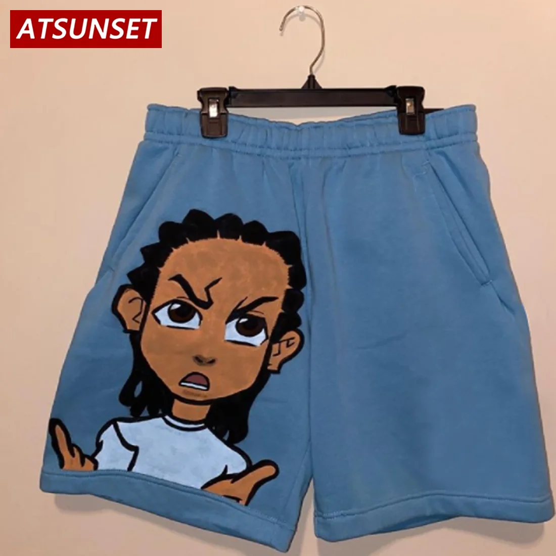 ATSUNSET 2022 Men\'s Summer New Hot Casual Shorts Cartoon Print Solid Cotton Clothing Shorts Hawaii Fashion Bottoms