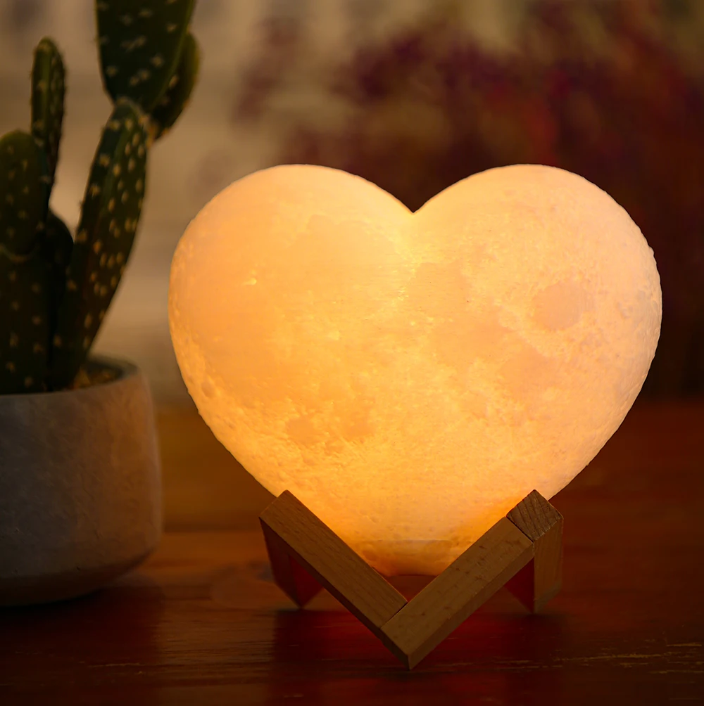 C2 3D Moon Lamp Night Light Love Heart Lamp USB Rechargable Girl Modeling lamp Romantic  remote shape Decoration Birthday Gift