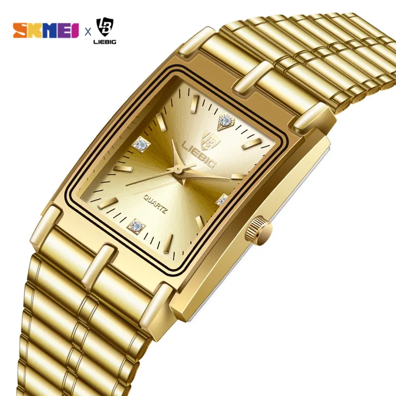 2022 Luxury Gold Steel Bracelet Wristwatches Female Male Clock Golden Quartz Watch For Men Women Watches relogio masculino L1018