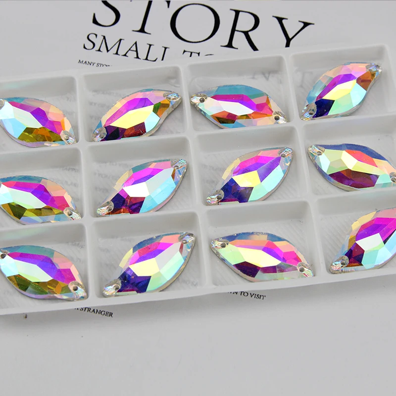 9*20 14*30 3254 diamond leaf sew on rhinestone S crystal flatback glass crystal Sewing Beads for Wedding,Dance dress decoration