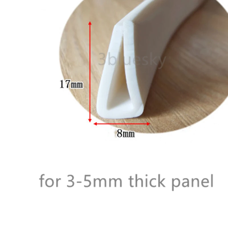 

Rubber Sealing U Strip 17x8x17mm for 3-5mm thick Glass Metal Car Wood Panel Board Edge Encloser Shield White