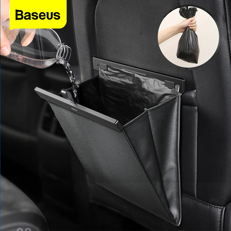 USER-X Baseus Car Organizer Backseat Storage Bag Magnetic Auto Pocket Holder Car Accessories Car Trash Bin Garbage Can Dustbin