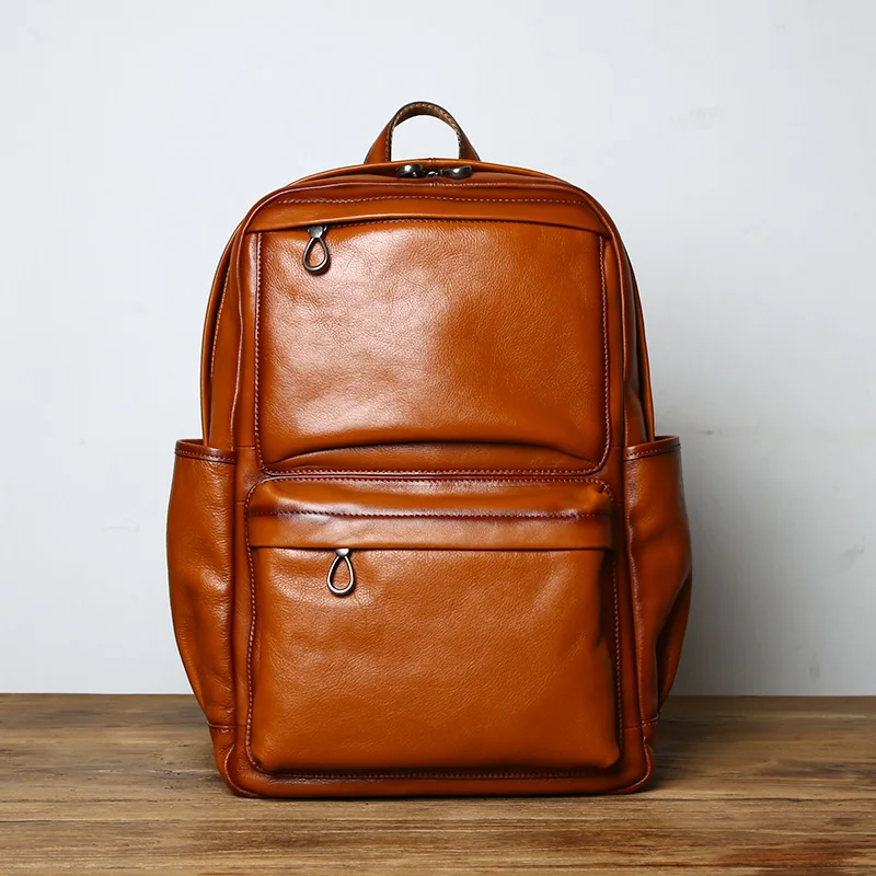 NZPJ Leder herren Rucksack Europäischen und Amerikanischen Mode Reisetasche Vintage Kopf Erste Schicht Rindsleder Freizeit Rucksack – Detail 17