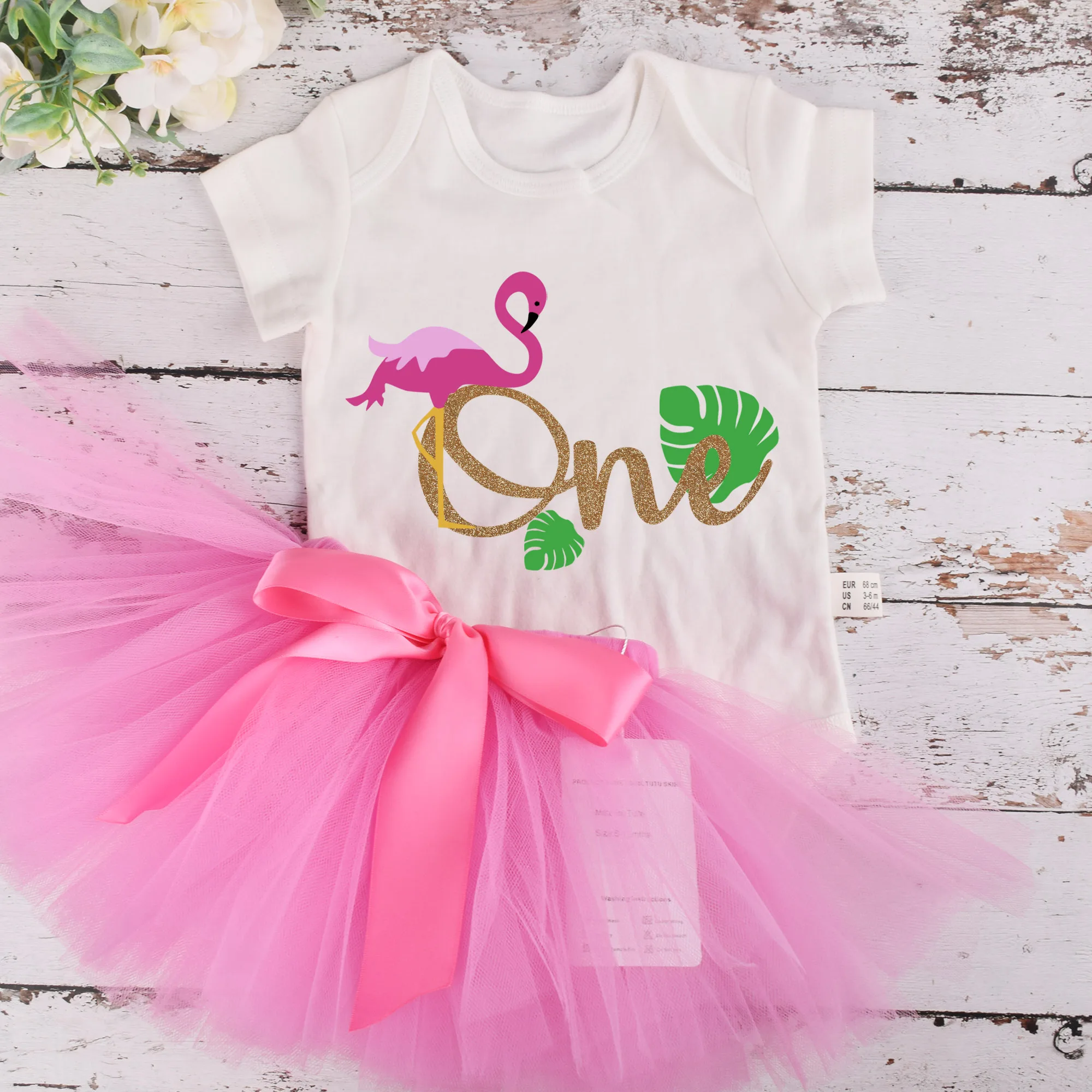 Baby Girls Flamingo Birthday Tutu outfit 1st Birthday Party costume Toddler Photo Props Cake Smash Summer Clothes Set