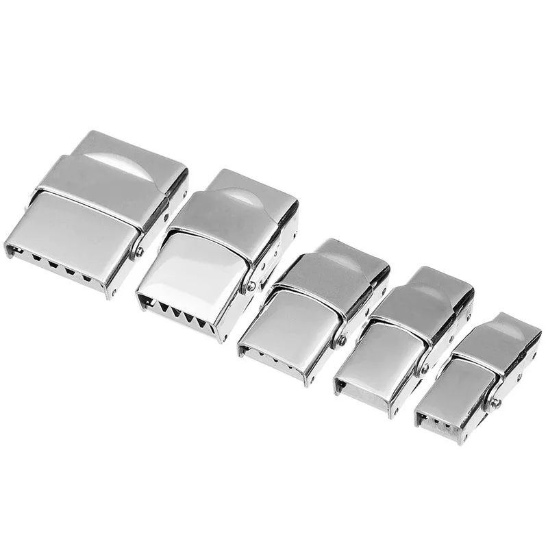 LOULEUR 5pcs/lot 6Sizes Stainless Steel Flat Leather Cord Clasps for Bracelet Metal End Clasps Necklace Connector Jewelry Making