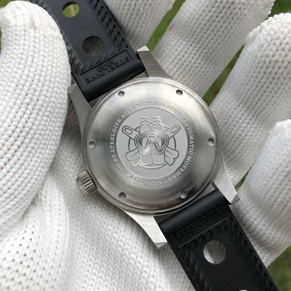 Steel dive brand sd1952 super leuchtende keramik lünette 41mm stahl gehäuse 300m wasserdichtes schwarzes zifferblatt nh35 automatische tauch uhr für männer