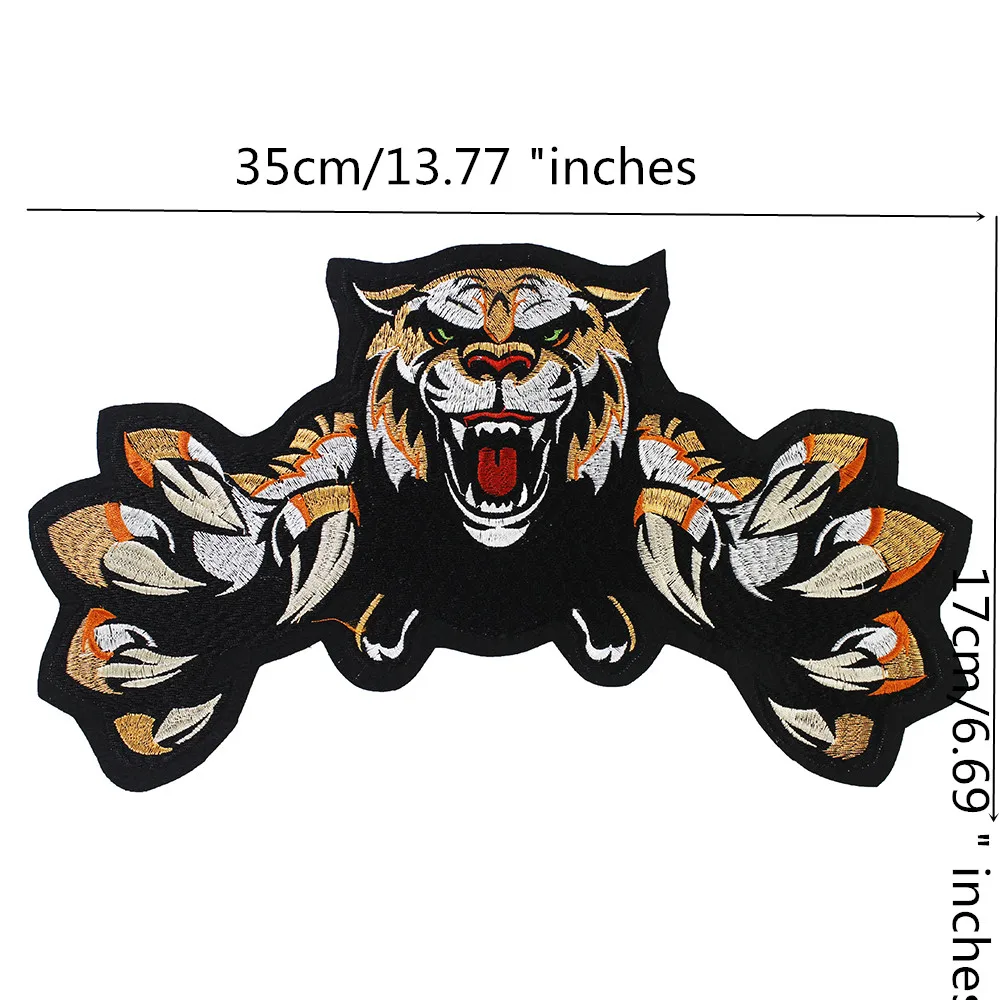 Tiger Embroidery Patches Rock Jacket Back Patches Applique Iron on Sticker Badges