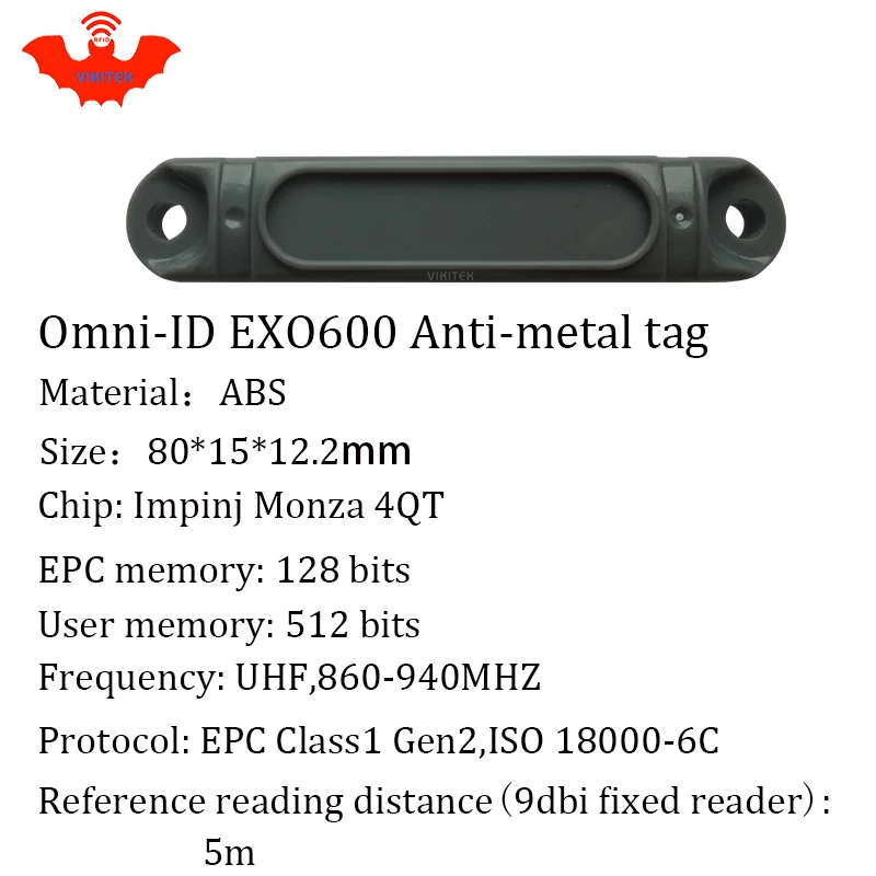 Imagem -06 - Uhf Rfid Tag Anti-metal Omni-id Exo 600 915 m 868 m Impinj Monza4qt 50 Pcs Durable Abs Cartão Inteligente Rfid Passiva Tags