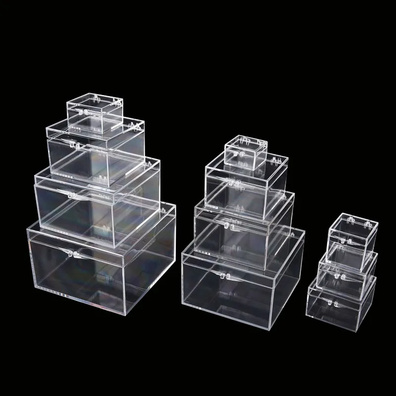 Transparent Plastic Small Box Square Collection Clear Display Mini Jewelry/Beads/Crafts Storage Box Case Container Desktop