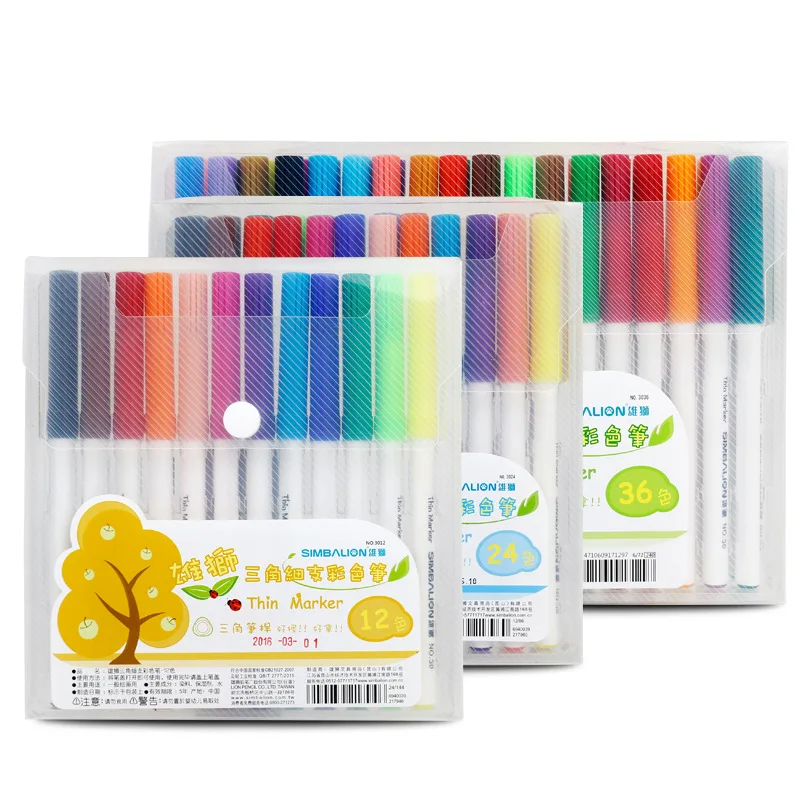 

36 Color Thin Marker Pens Set Fine Point Drawing Liner Highlighter for Kids Child Safe Art Pens Stationery School A6081