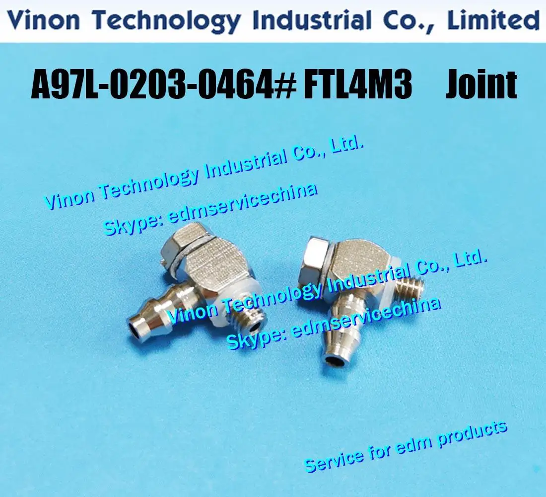 Fanuc A97L-0203-0464 # FTL4M3 Elbow Screw Joint, A97L-0203-0464/FTL4M3, EDM JOINT LOWER A97L.0203.0464, Used For Guide Base