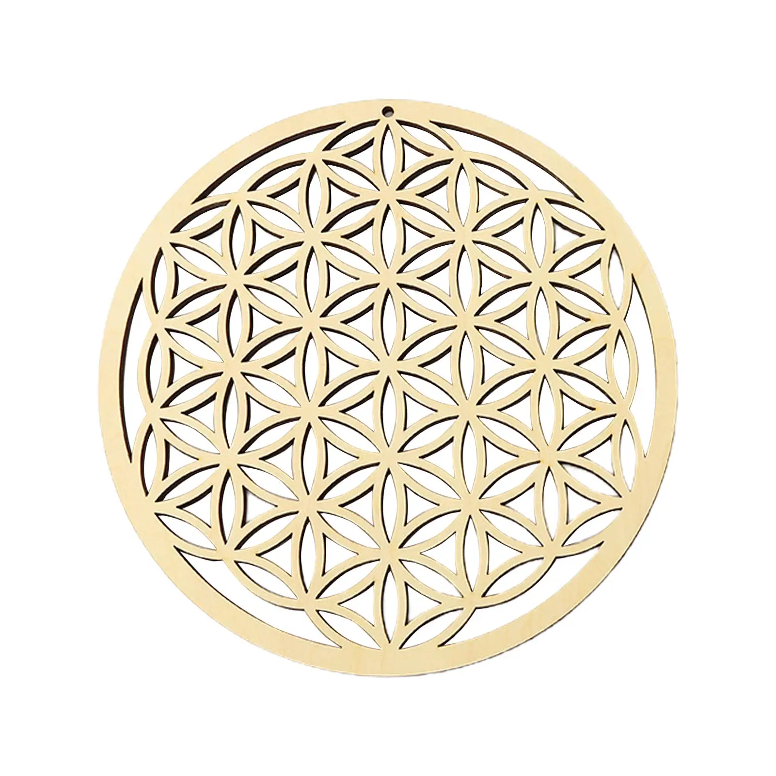 Flower Of Life Natural Symbol 7 Kinds Wood Round Edge Circles Carved Coaster For Stone Crystal Set DIY Home Decor