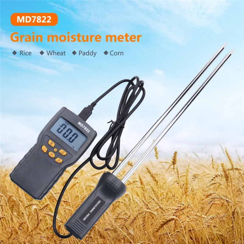 Hot Sale MD7822 LCD Display High Precision Humidity Tester Contains Wheat Corn Rice Moisture Meter Digital Grain Moisture Meter