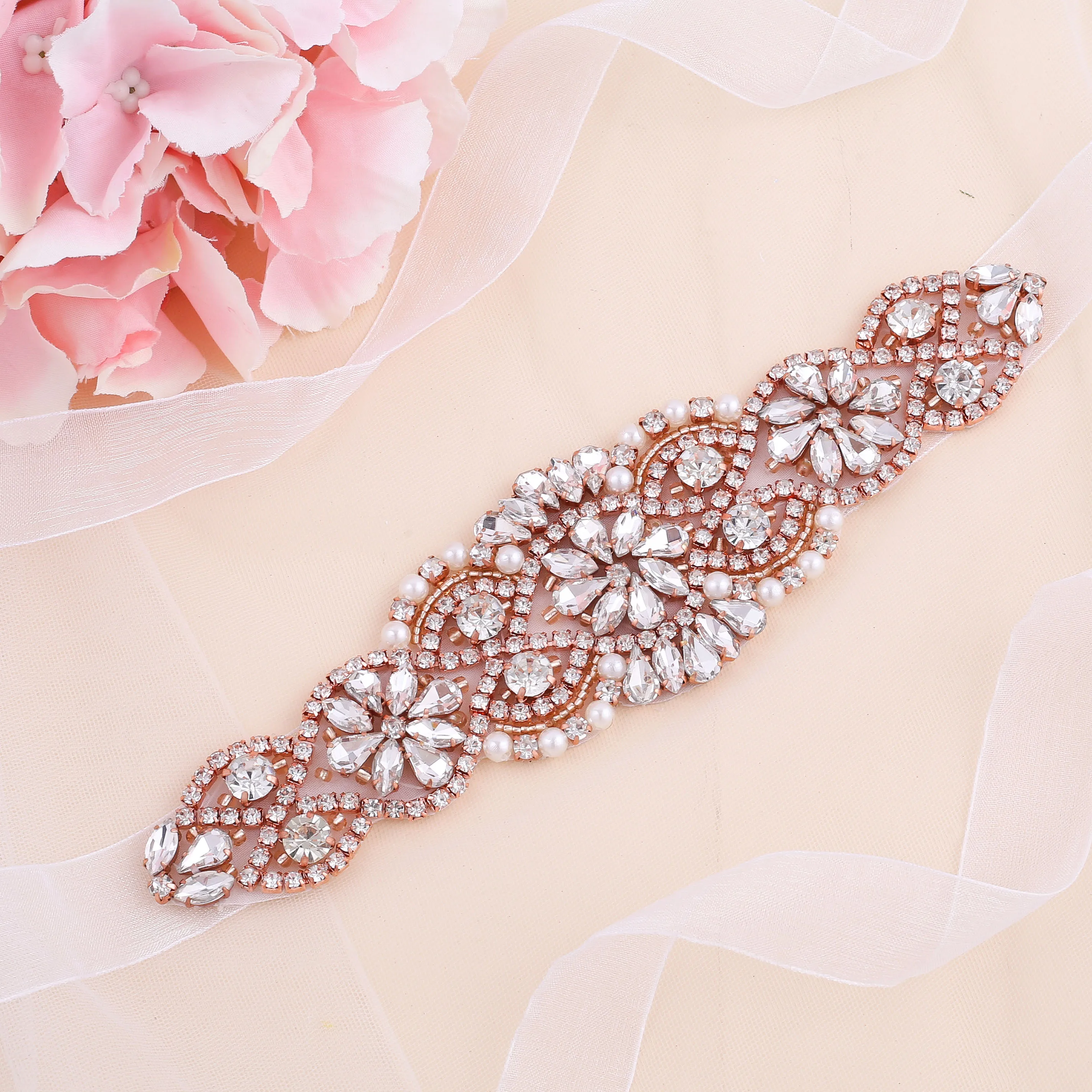 SESTHFAR – ceinture de mariée en strass, or Rose, diamant, accessoires pour robe de mariée