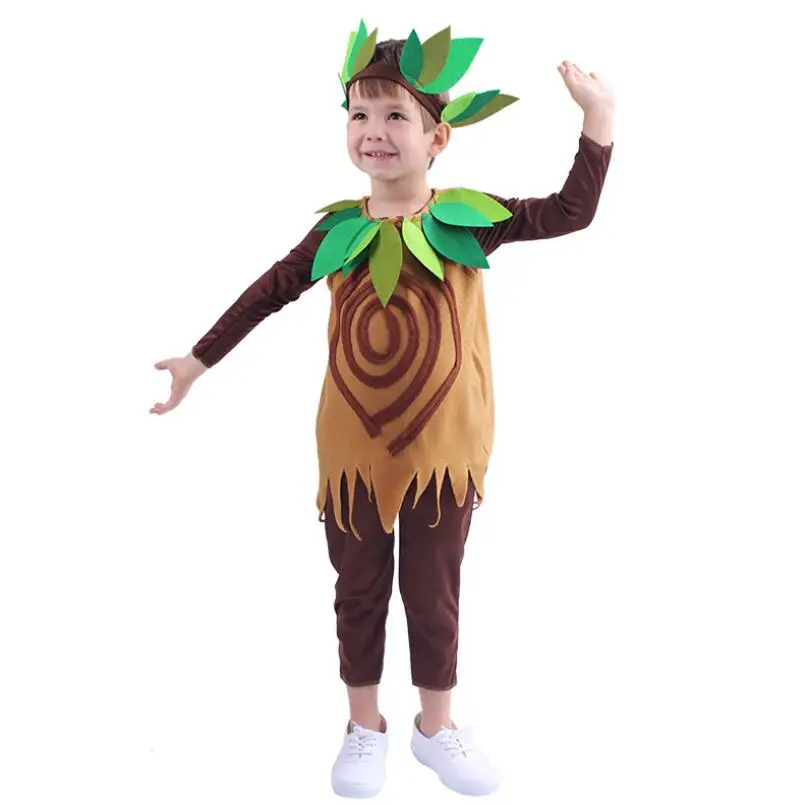 Kids Tree Costume Boys Girls Halloween Christmas Green Plant Leaves Cosplay Costumes Children Stage Drama Performance Show Props image 2