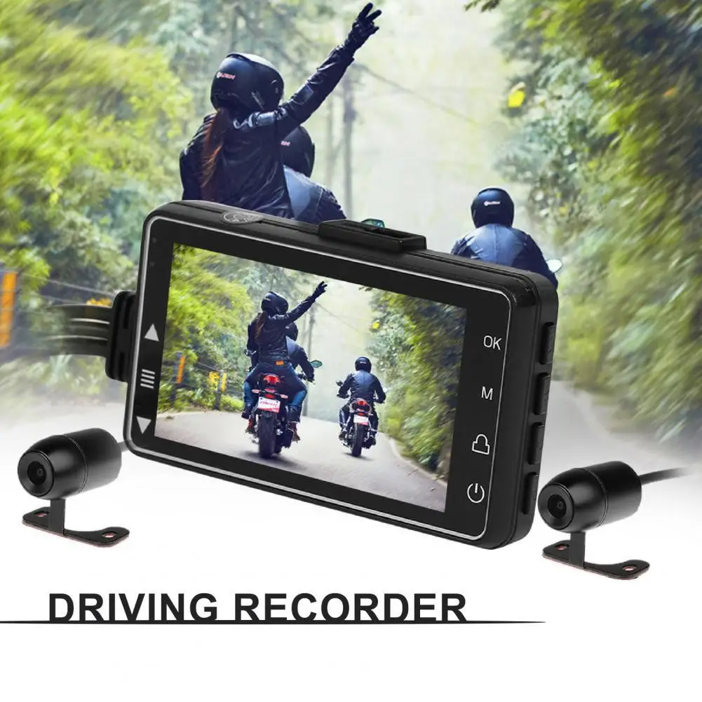 Motorcycle DVR Full HD-compatible Dual Cameras Portable Loop Recording 720P Rearview Mirror Dash Cam for Motocross