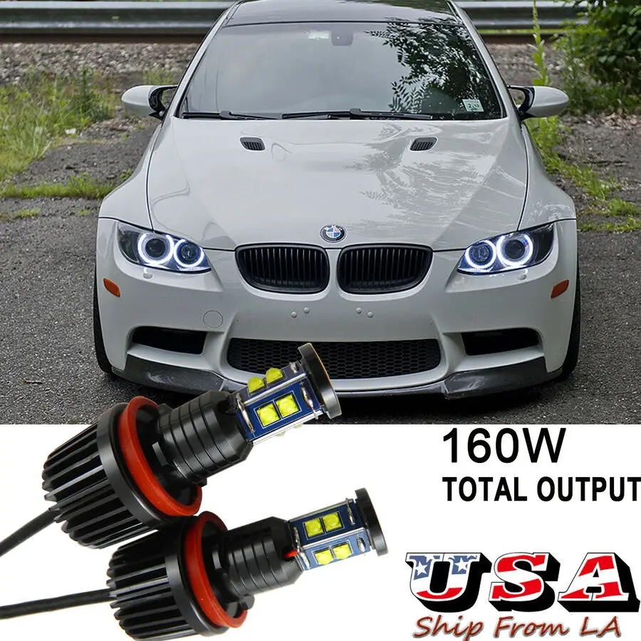 160W H8 LED CREE Angel Eyes Halo Ring Bulbs For BMW E90 E92 E93 E60 E61 X5 X6 Z4