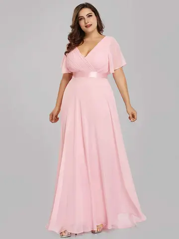 2024 Plus Size Elegant V Neck Evening Dress JINZUO
