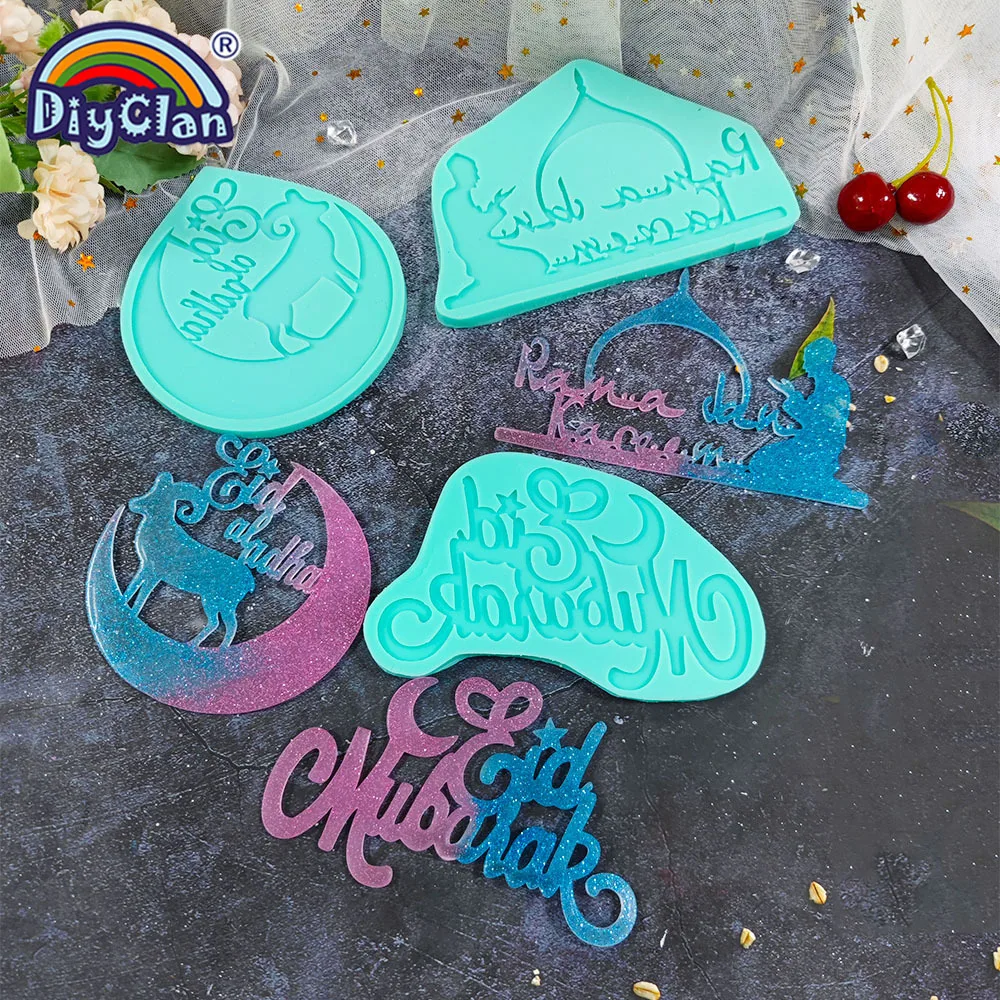 10 Styles Ramadan Fondant Silicone Mold For Muslim Eid Mubarak Decoration Chocolate Resin Gypsum DIY Handmade Making Mould