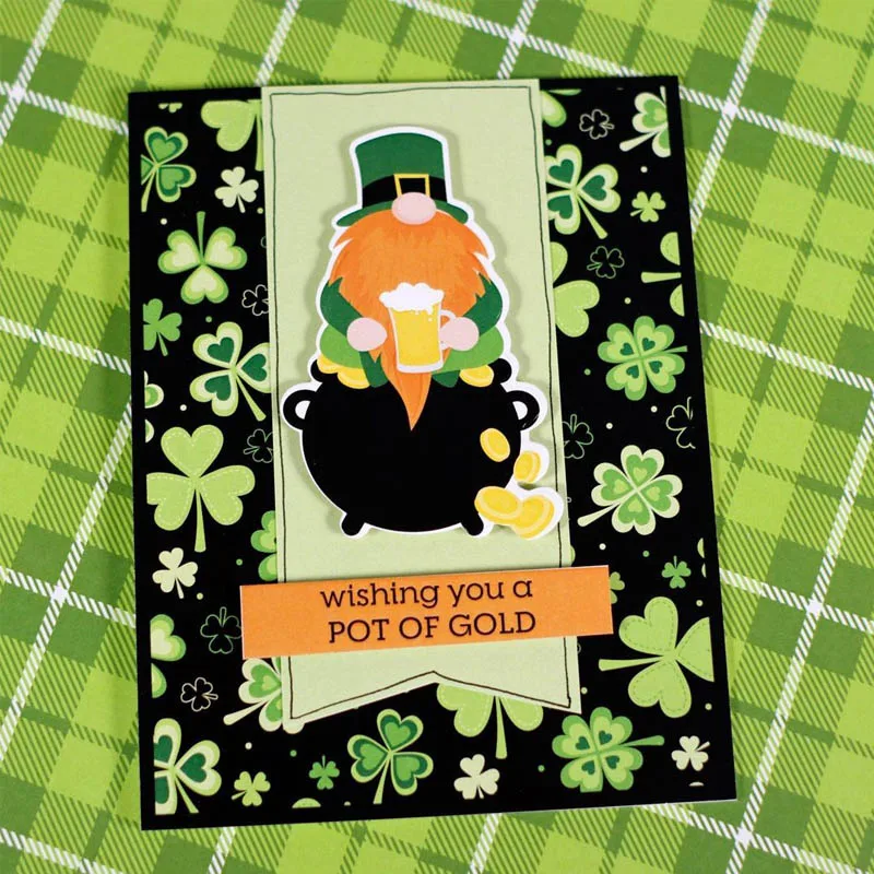 Happy Gnomies Celebrating Birthday Share Luck Shamrocks Stamps and Dies 2020 for Diy Scrapbooking Card Making