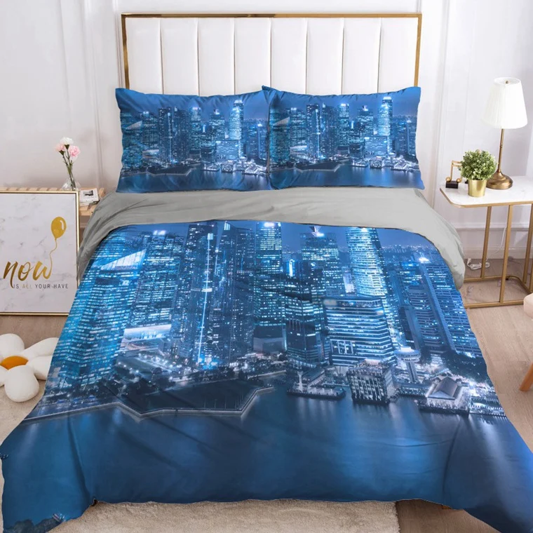 3D Duvet Cover Set Euro Double Comforter Bedding Sets Blanket/quilt Cover and Pillowcase 2-3pcs/set Bed Set City Bed Linings