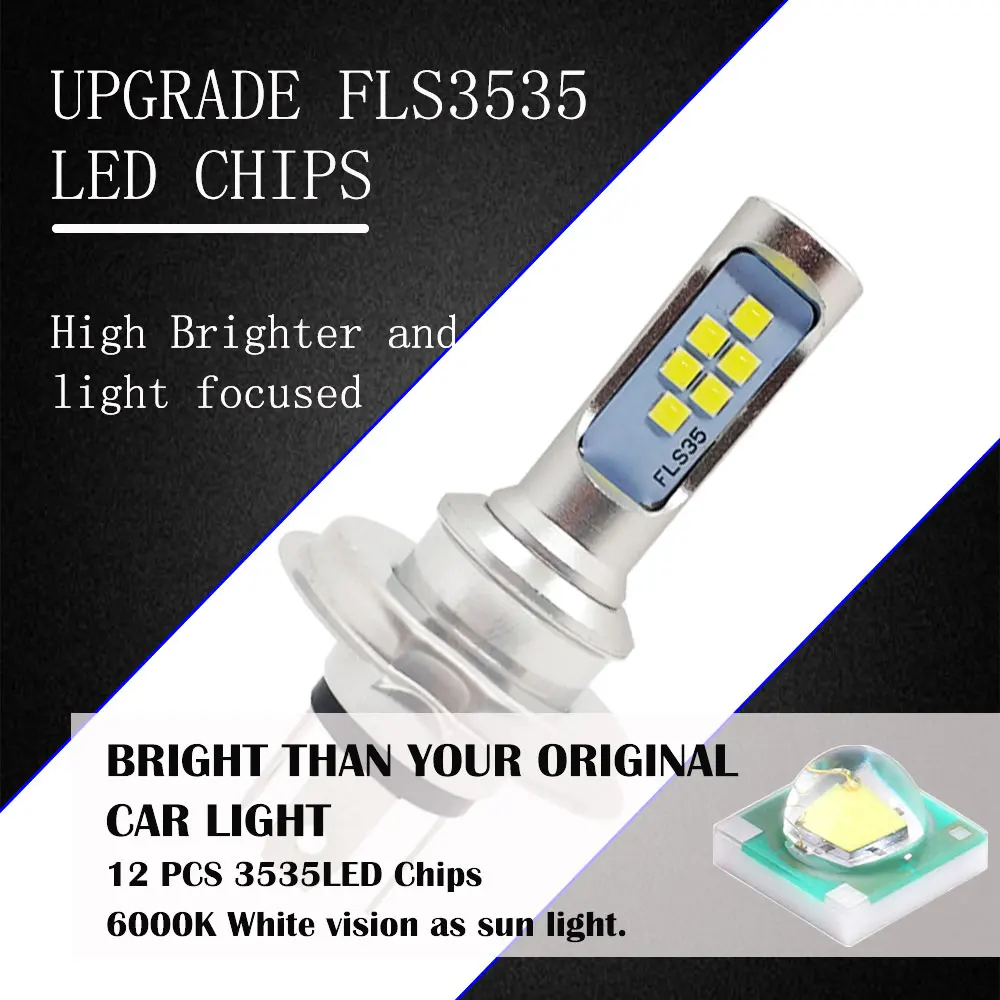 1pcs H4 Led Motorcycle Headlight Bulb HS1 LED Moto Scooter Light 3535chips 1400LM Headlamp Car Motorcycle Headlight Bulb 12V DC