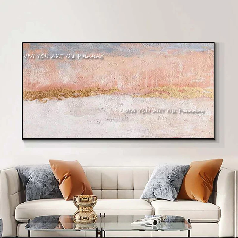 

Fashion art 100% handmade pink sea of cloud Abstract Painting Large Painting Texture Art oil Painting For Living Room