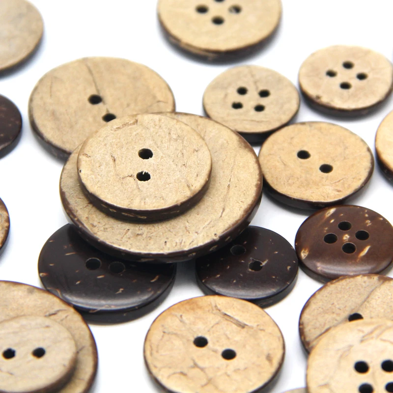Natürliche umweltfreundliche Kokosnussschale Holzknopf für Kleidung 2/4 Löcher Kinder Sammelalbum dekorative Holzknöpfe Großhandel – Detail 16