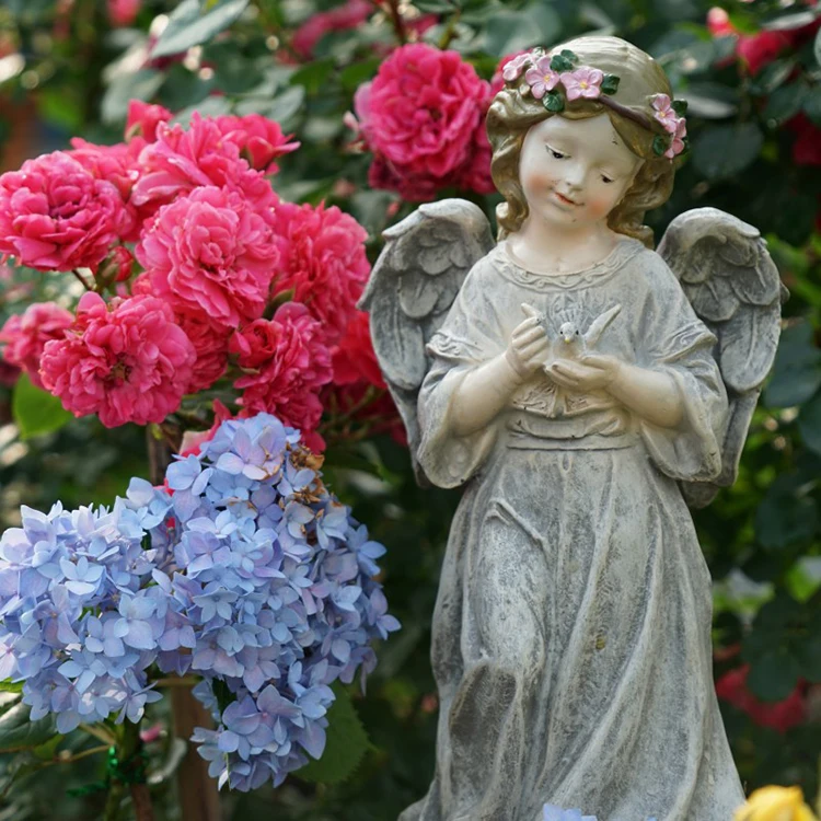 

Outdoor Gardening Resin Angel Girl Ornaments Courtyard Garden Sculpture Crafts Lawn Villa Park Statue Furnishing Decoration Art