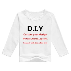 Camisa de manga larga personalizada para niños, impresión artesanal de su diseño, camiseta DIY para niños y niñas, contacto con el vendedor primero