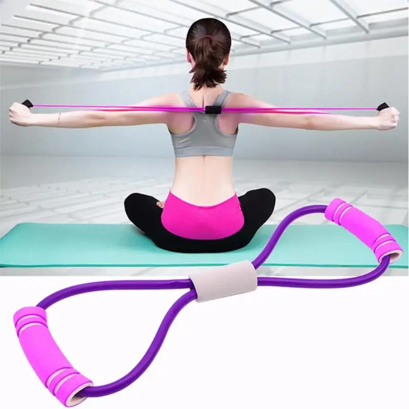 Gym 8 Word Elastic Band Chest Developer Rubber Expander Rope Sports Workout Resistance Bands Fitness Equipment Yoga Training