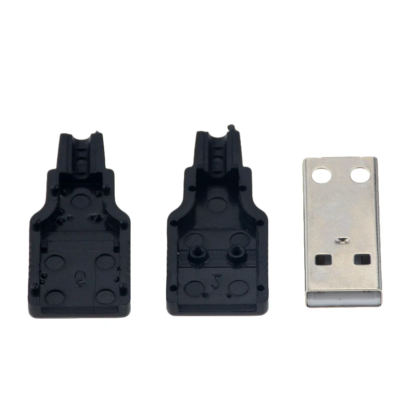 10PCS Type A Male USB 4 Pin Plug Socket Connector Met Zwarte Plastic Cover DIY Kits