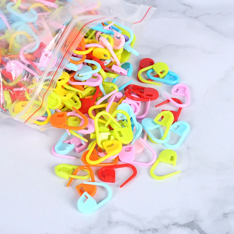 100Pcs Mix Color Small Plastic Sew Pin Knit Locking Stitch Markers Crochet Latch Knitting Tools Needle Clip Hook Sewing Tool