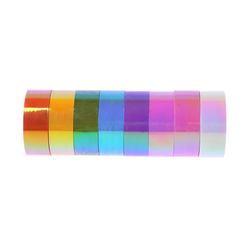 8pcs/set Rhythmic Gymnastics Decoration Holographic Glitter Tape Ring Stick Accessory 15mm*5m Stationery Decorative DIY Masking