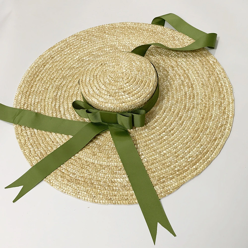 Women\'s New Big Brim Wheat Straw Sun Hat Brim Ribbon Bow Layies Beach Hat Raffia Straw Hat wide brim hat womens hats fashionable
