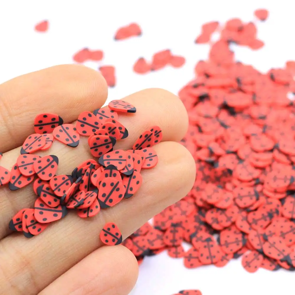 6*7MM Ladybug Animal Slice Cute Polymer Clay Ladybug Insect Bug Sprinkles Red Black Ladybug Slice Nail Art Crafts