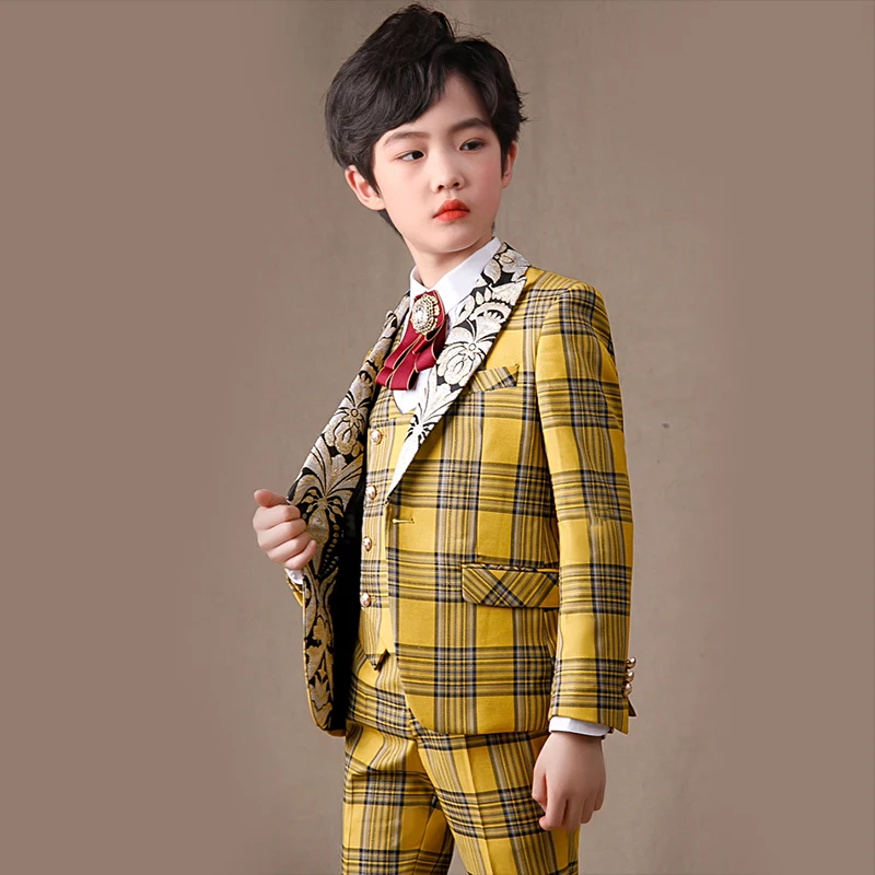 Boys Dress Formal Boys Suit Set Children Party Wedding Costume Kids Blazer Vest Pants Clothing Children Wedding Suit For Boys