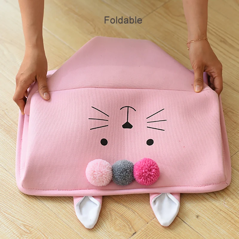 Large Folding Laundry Basket Toys Storage Box Clothes Organizer With Lid Hamper Cute Kids Storage Basket With Handle Home Decor