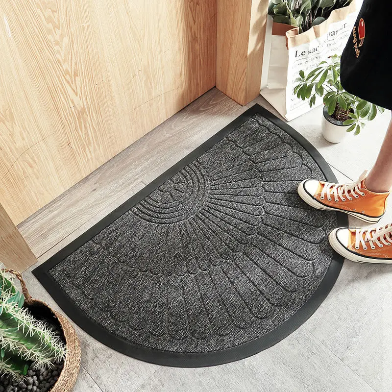 Superfine Fiber Bathroom Mat, Bathroom Bath Carpet, Entrance Doormat, Toilet Rug, Bathtub Floor Mat, Gray and Brown Rubber