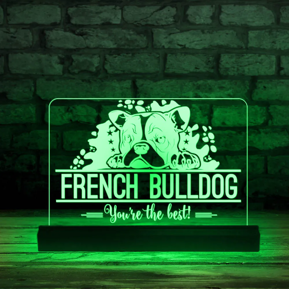 You're The Best Optical illusion Desk Light Peeking French Bull Dog Frenchie Dog Breed Remote Contolled Table Lamp Pet Shop Sign