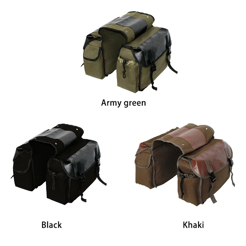 Large Capacity Canvas Leather Patchwork Bicycle Saddle Bag Bike Carrier Bag Back Seat Pack Cycling Accessories Equipment XA122Q