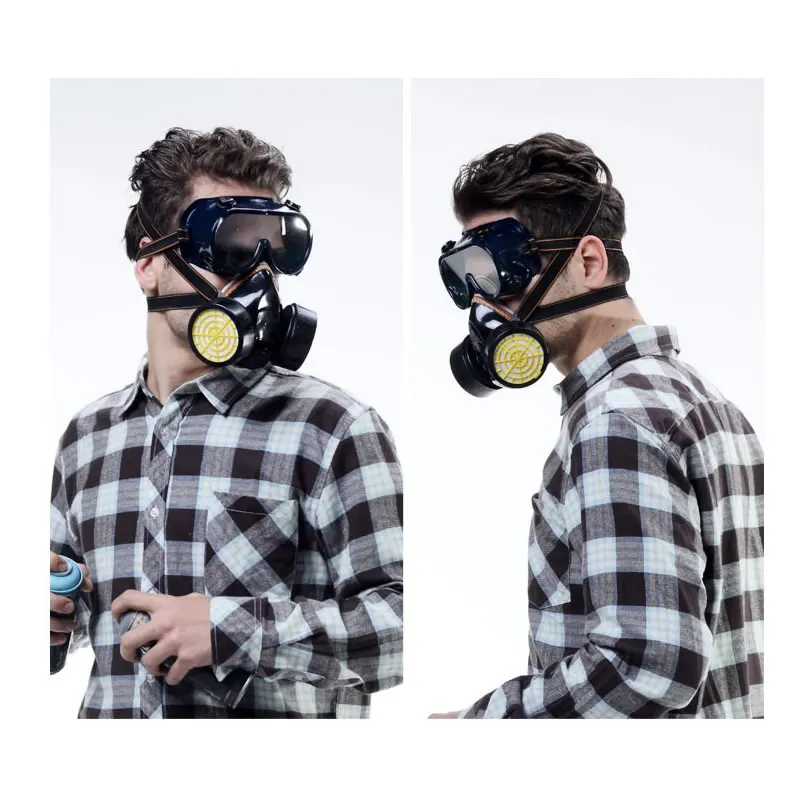 Emergency Survival Safety Respiratory Dust Gas Mask Goggles With 2 Dual Protection Filter For Painting Spraying DIY Work Safety