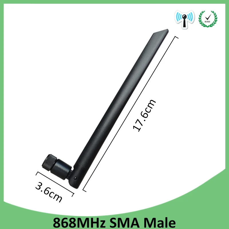 GWS 1P 2pcs 868mhz antenna 5dbi sma male 915mhz lora antene GSM pbx iot module lorawan signal receiver antena BLACK 20CM