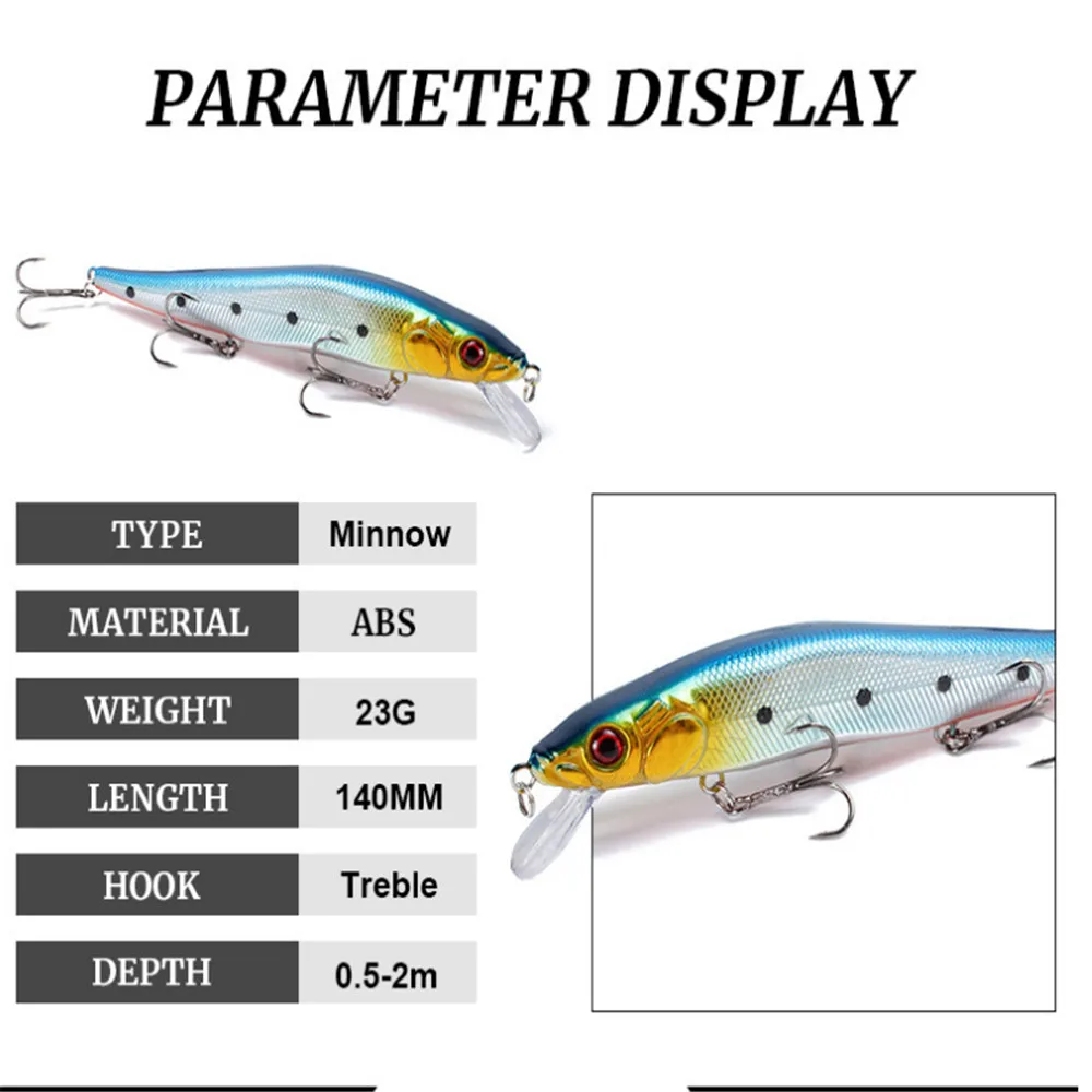 Señuelos de Pesca de pececillos grandes de calidad, cebos duros Wobbler de 14cm y 23g, Isca Crankbaits, Pesca Artificial para Peche Pike, aparejos