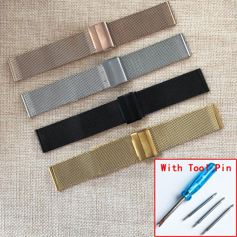 For DW Watch Steel Band Mesh Strap for Daniel Wellington Watch Band Metal Ultra-thin Universal Stainless Steel Bracelet 10-22 mm