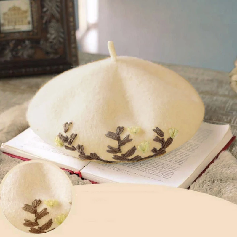 Women Winter Hat Wool Warm Beret Cap Female French Painter Hat
