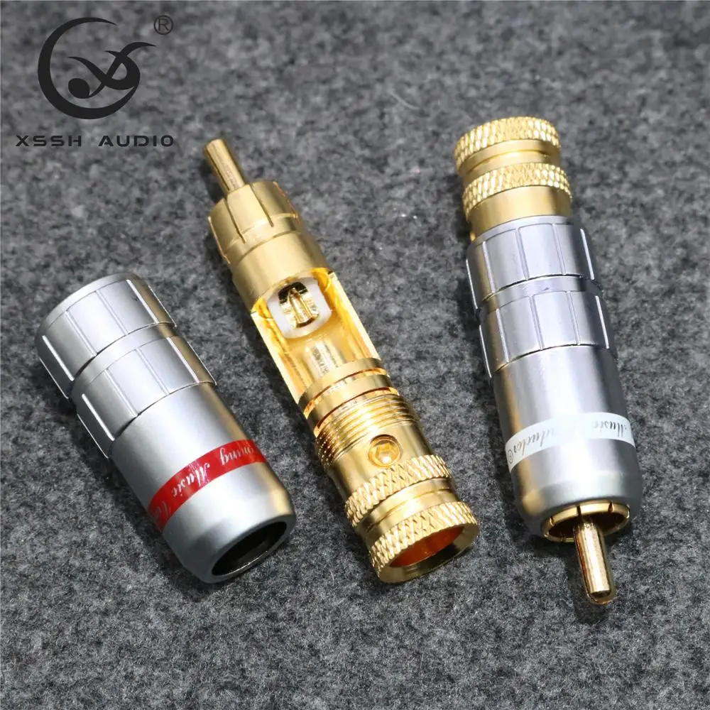 RCA XSSH 오디오 YIVO-하이 엔드 HIFI DIY 금도금 남성 오디오 RCA 플러그, 8mm 최대 오디오 케이블 코드용 커넥터 잭, 8 개